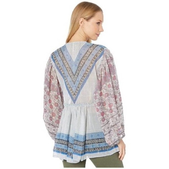 Free People Blue Aliyah Printed Oversized Tunic XS - Picture 4 of 4